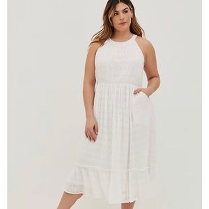 Torrid eyelet white midi halter dress 0
